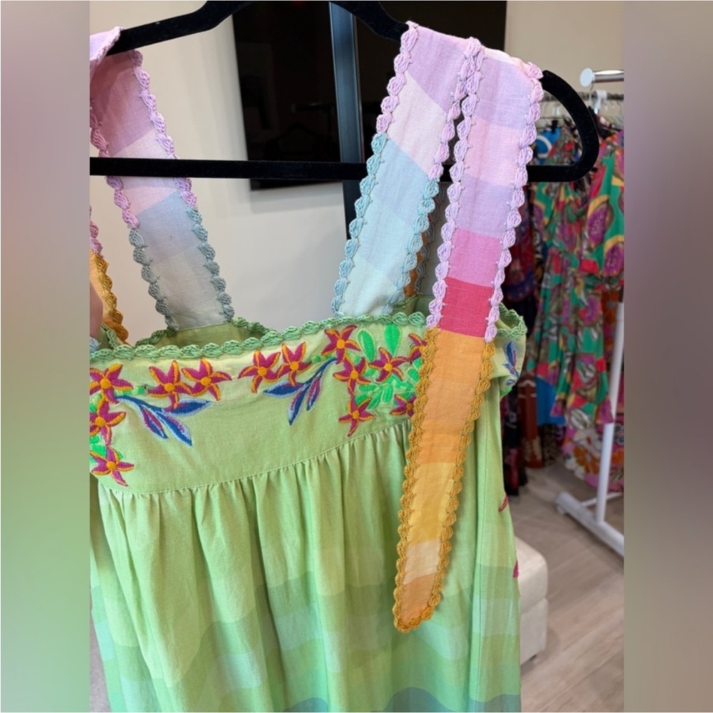 Farm Rio: Multicolor Aura Floral Embroidered Premium Linen Maxi
Dress - Picture 6 of 11